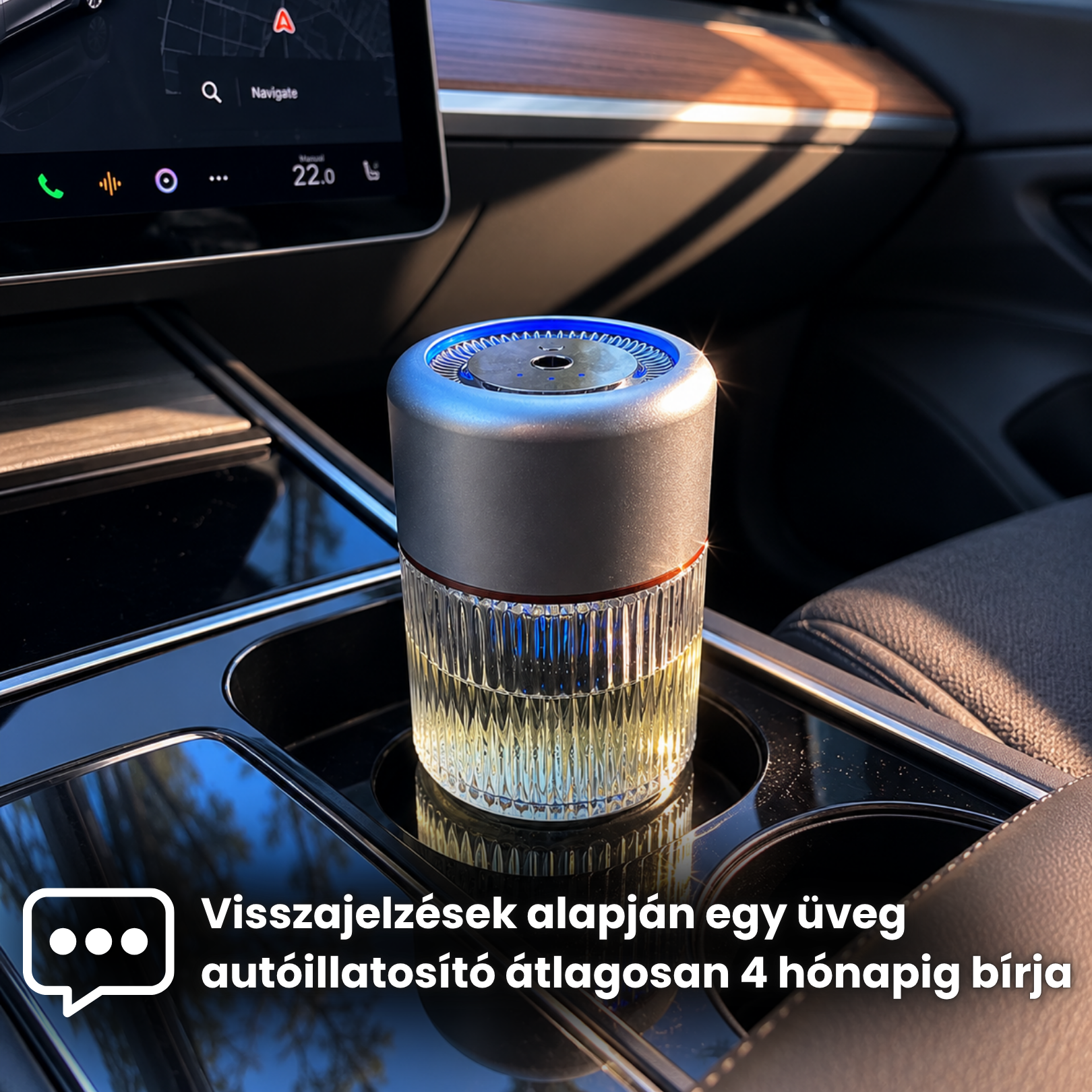 PrimeDrive Monolith prémium férfi autóparfüm és diffúzor kristályüveg testtel.
